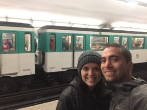 Me and my husband in the metro station